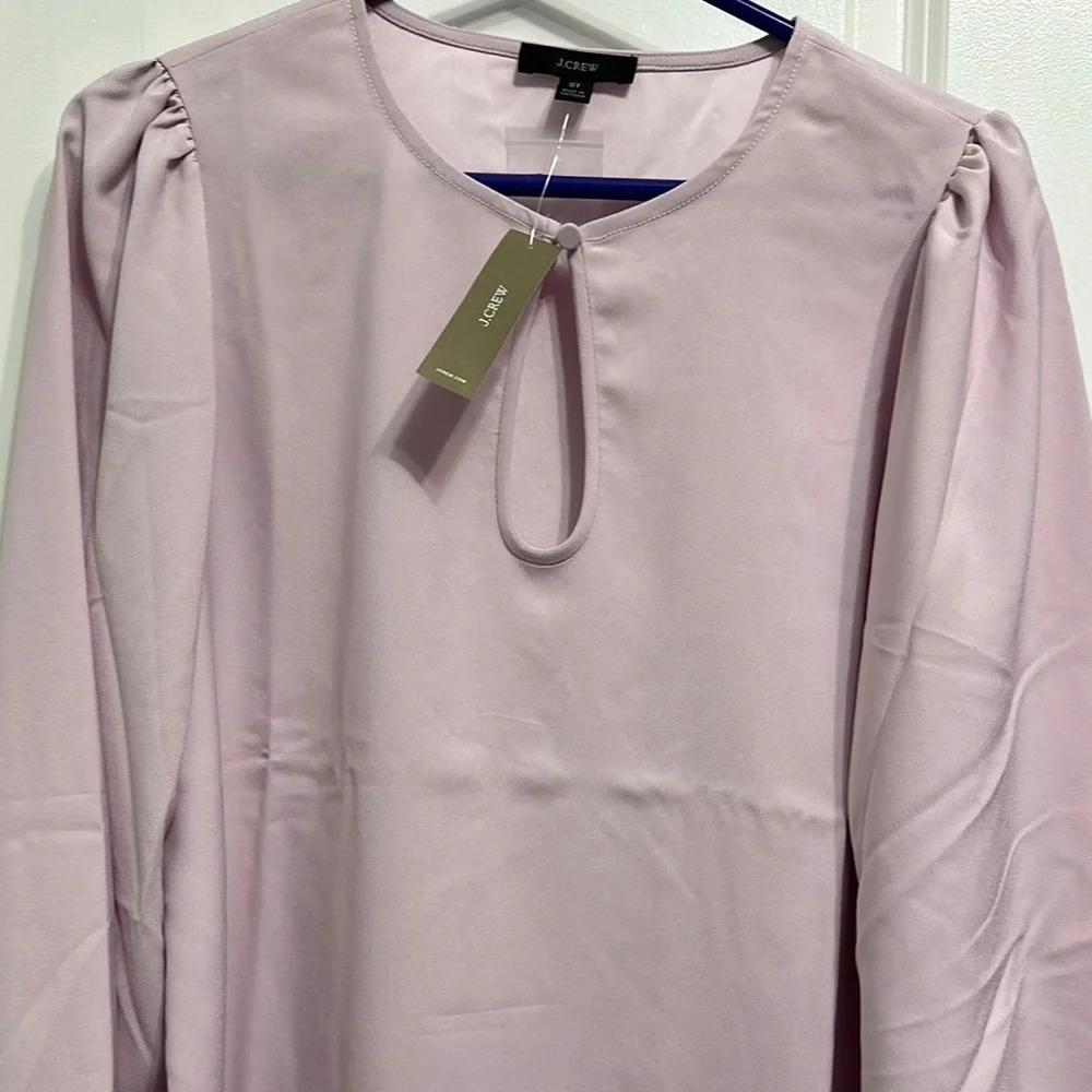 J. Crew‎ Pink Puff Sleeve Keyhole Top